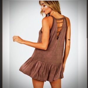 Vintage Wash Mauve Ruffle Hem Tank
